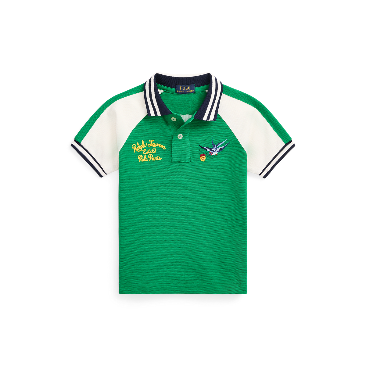 Paris-Embroidered Cotton Mesh Polo Shirt
