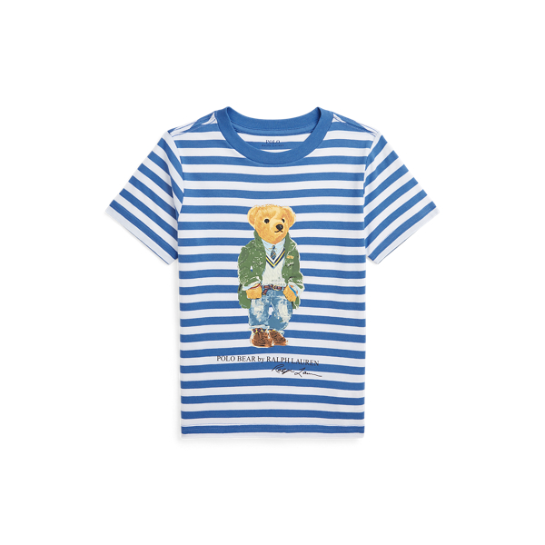 Sp24 Paris Bear New Engln Polo Bear Striped Cotton Jersey T-Shirt Boys 1.5-6 Years 1