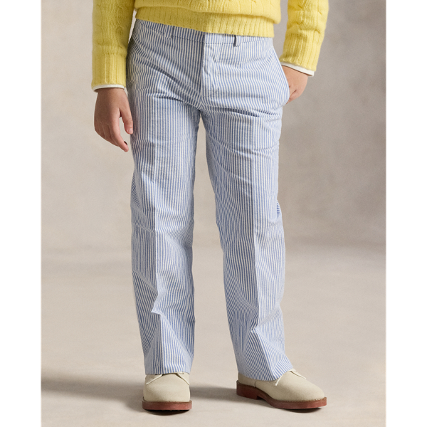 Blue/White Cotton Seersucker Suit Trouser Boys 2-7 4