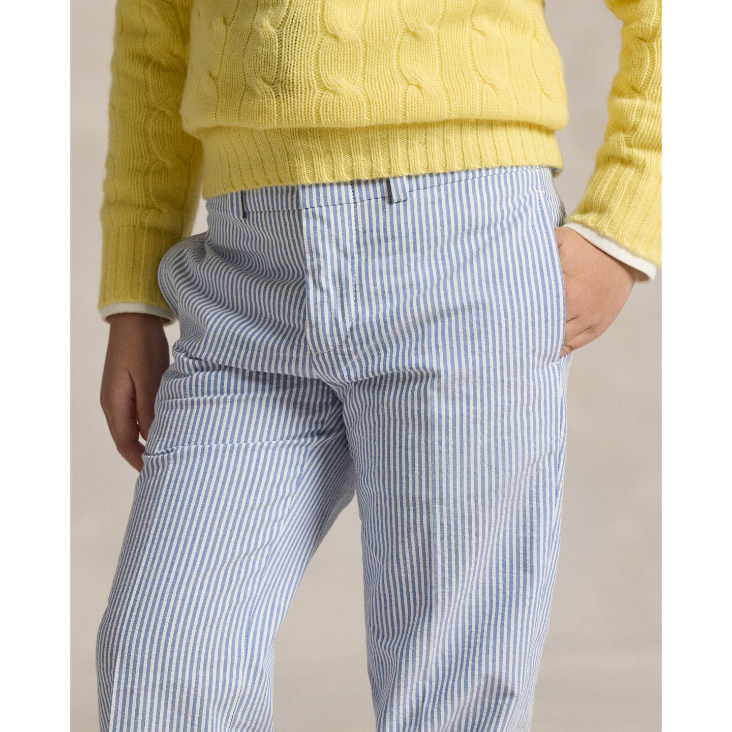 Детские брюки Ralph Lauren Cotton Seersucker Suit Trouser, цвет: Синий / Белый — фото 3