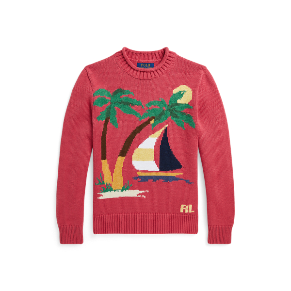 Nantucket Red Multi Sailboat Cotton Sweater Boys 8-20 1