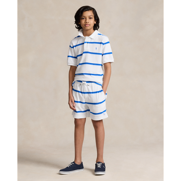 Ombre Painted Stripes Striped Terry Drawstring Short Boys 8-20 1