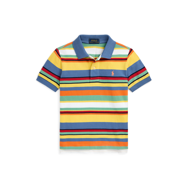 Banana Peel Multi Striped Cotton Mesh Polo Shirt Boys 2-7 for back to school 1