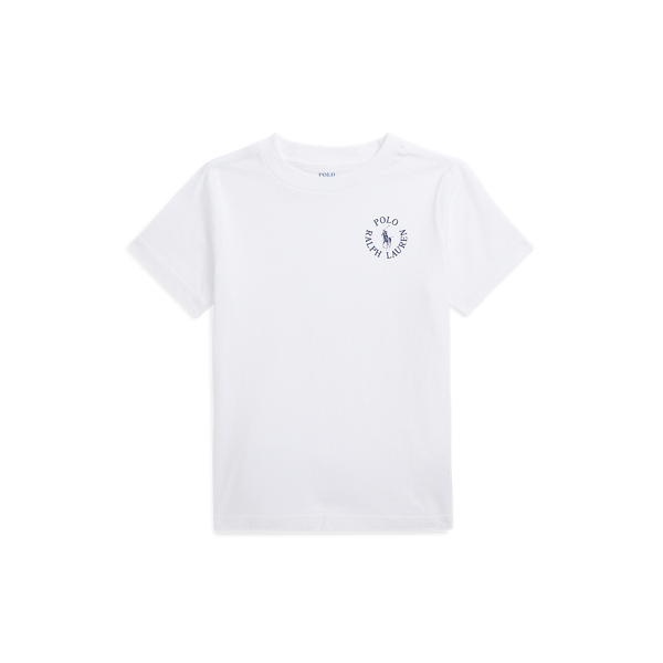 White Logo Cotton Jersey Tee Boys 2-7 for back to school 1