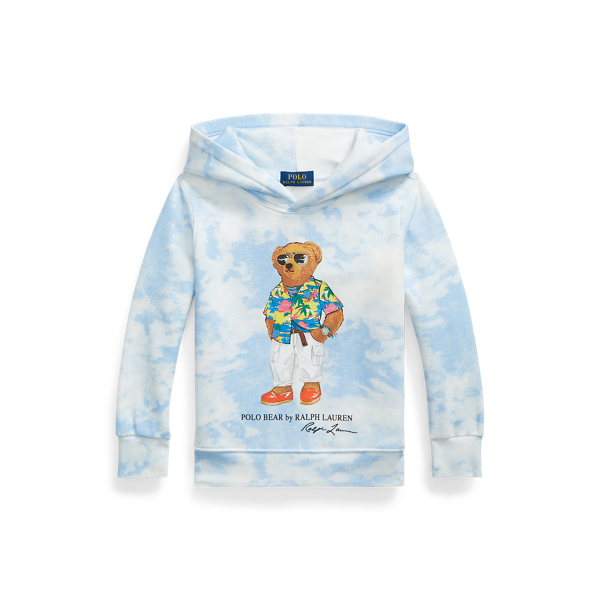 Riviera Blue Cloud Wash Tie-Dye-Print Polo Bear Fleece Hoodie Boys 2-7 for back to school, for fall 1