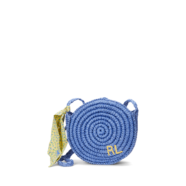 Borsa a tracolla in rafia con logo