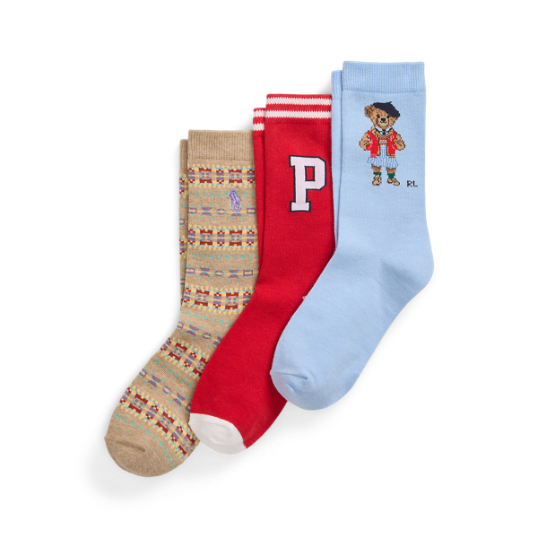 Polo Bear Crew Sock 3 Pack for Girls Ralph Lauren IN