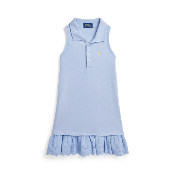 Eyelet-Embroidered Mesh Polo Dress