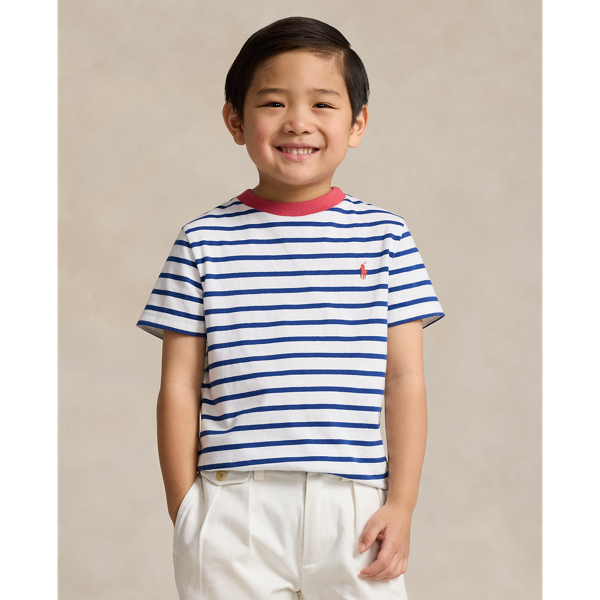 White/Beach Royal/C4817 Striped Cotton Jersey T-Shirt Boys 1.5-6 Years 1