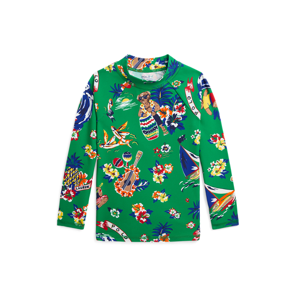 Surfer Bear Polo Bear Performance Rash Guard Boys 2-7 1