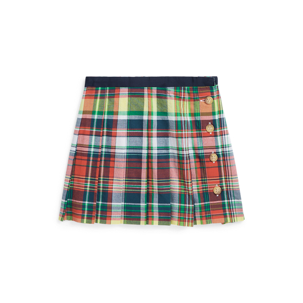Pleated Cotton Madras Skirt Girls 2-6x 1