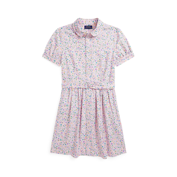 Robe ceintur&eacute;e fleurie en coton Oxford Girls 7-14 Years en 1