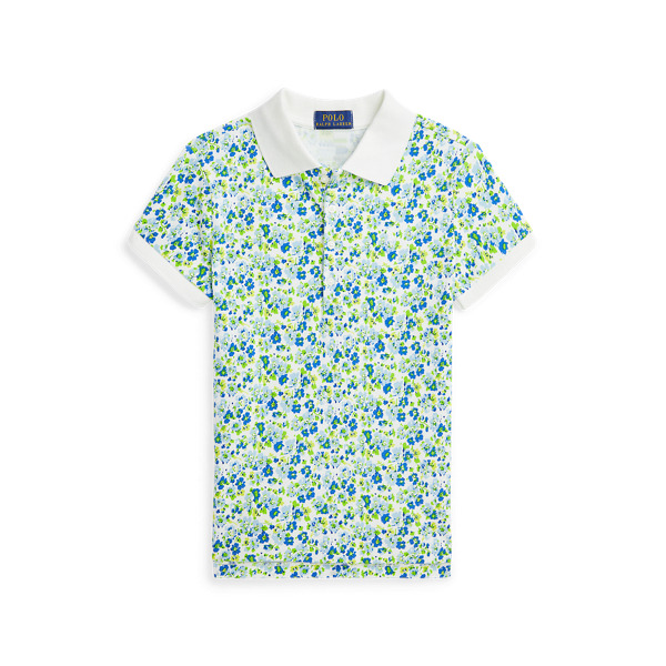 Camisa Polo em malha el&aacute;stica floral Girls 7-14 Years em 1