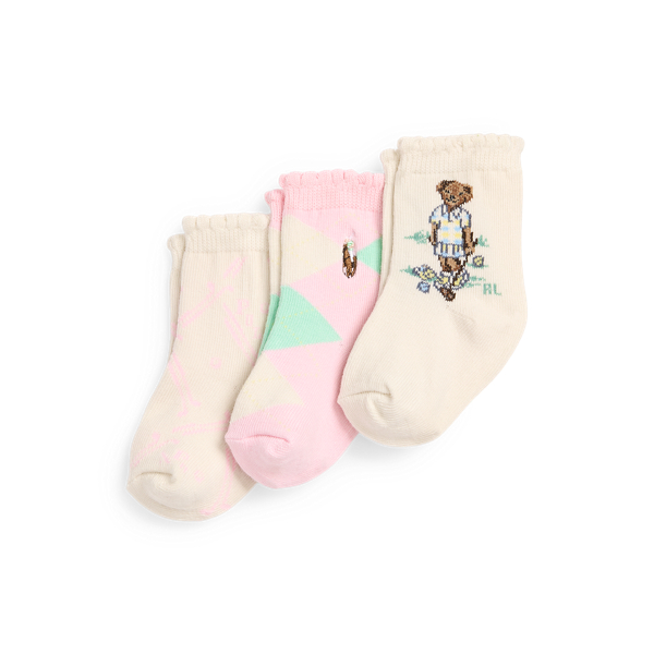 Polo Bear Crew Sock 3-Pack Baby Girl 1