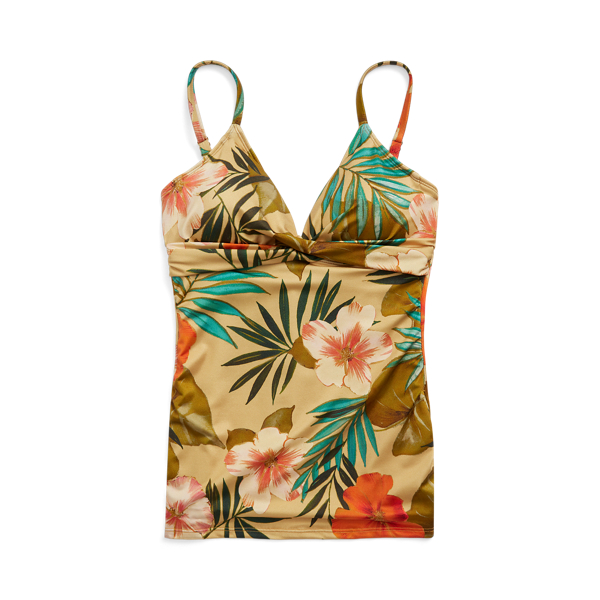 Tropical-Print Surplice Tankini Top Lauren 1