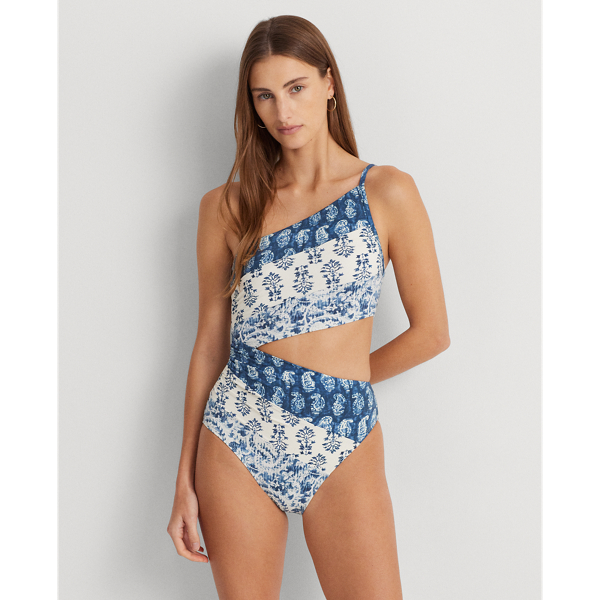 Print Cutout One-Shoulder One-Piece