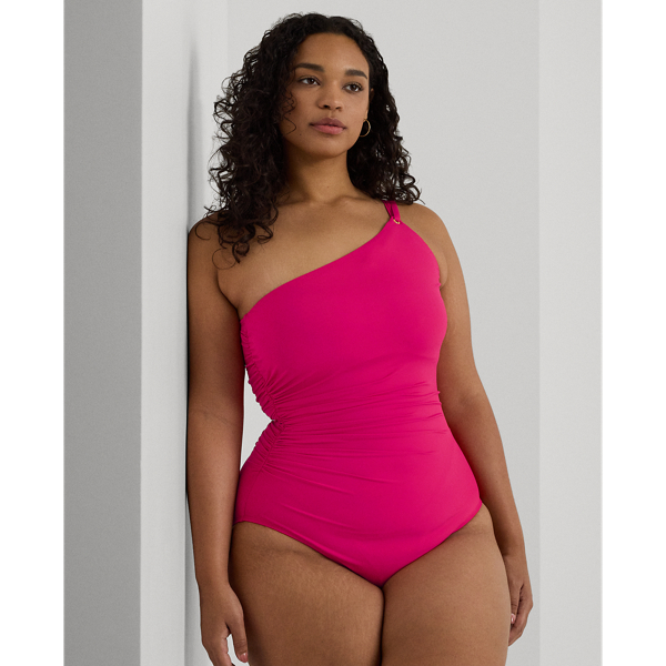 Red Double-Strap One-Shoulder One-Piece Lauren Woman 1