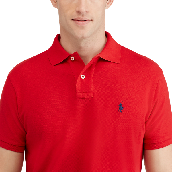 Polo ajust&eacute; en coton piqu&eacute; Polo Ralph Lauren en Rouge RL 5