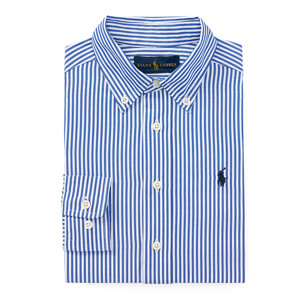 Football Blue Striped Cotton Dress Shirt Boys 2-7 1