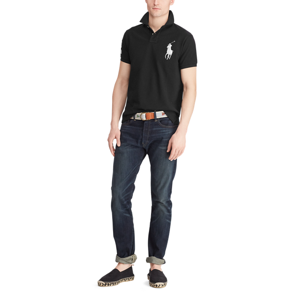 Polo Black/White Classic Fit Mesh Polo Shirt Big & Tall 2