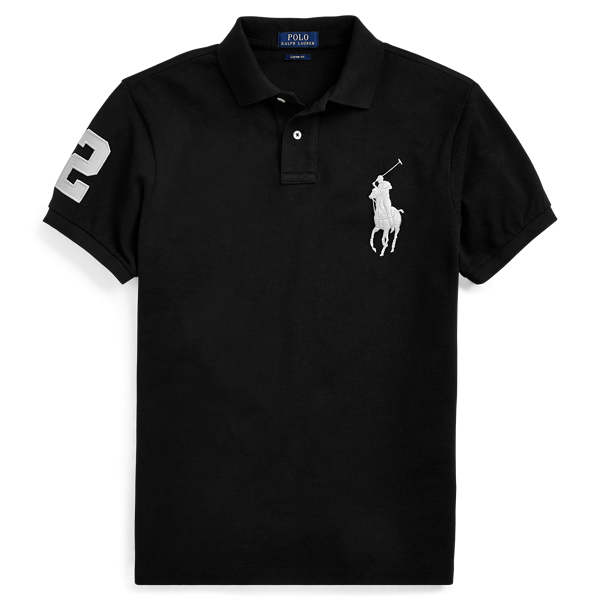 Polo Black/White Classic Fit Mesh Polo Shirt Big & Tall 1