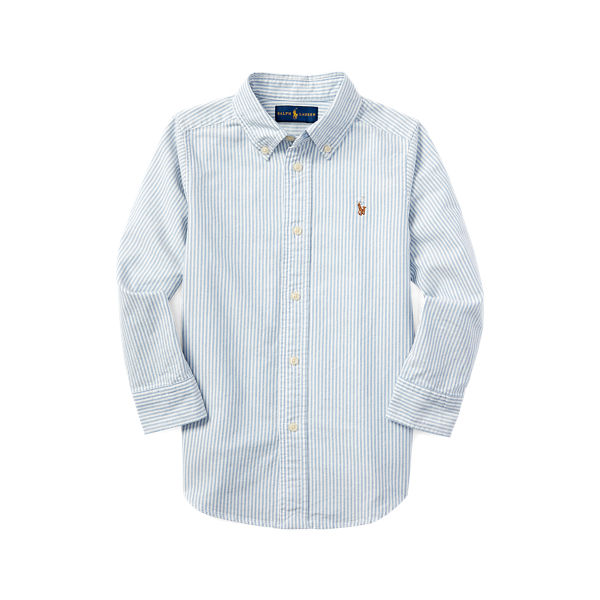 Chemise ray&eacute;e en coton Oxford Boys 1.5-6 Years en Light Blue Stripe 2