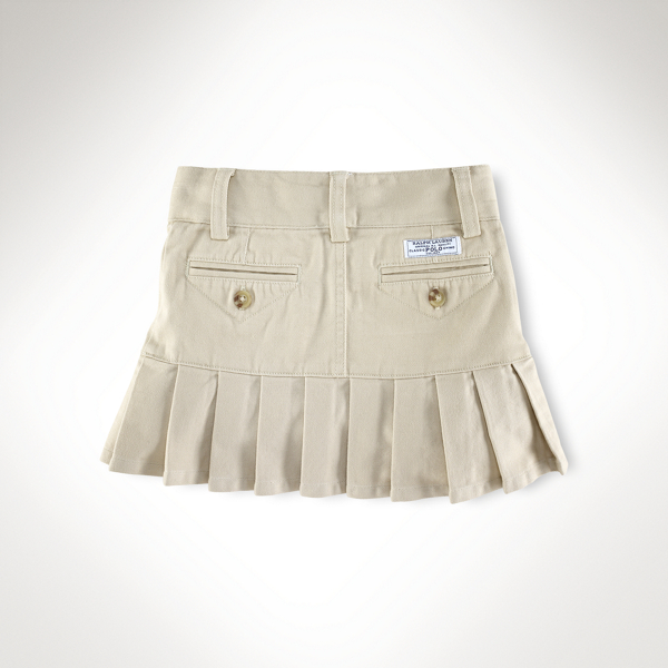 Royal Khaki Stretch Chino Pleated Skirt Girls 2-6x 2