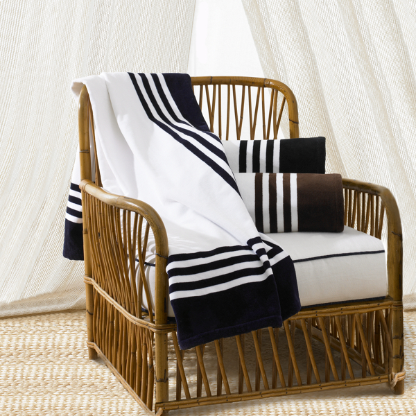 Indigo/White Art Deco Frame Beach Towel Ralph Lauren Home 1