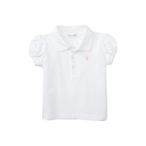 Cotton Mesh Polo Shirt Baby Girl em 1