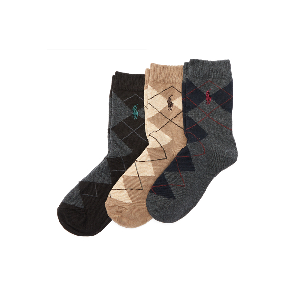 Charcoal/Khaki/Black Argyle Sock 3-Pack Boys 2-7 1