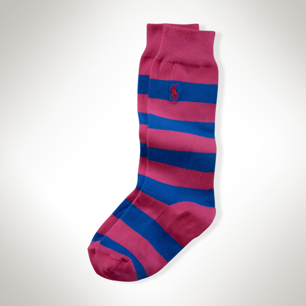 Bright Pink/Navy Rugby Knee-High Socks Girls 2-6x 2