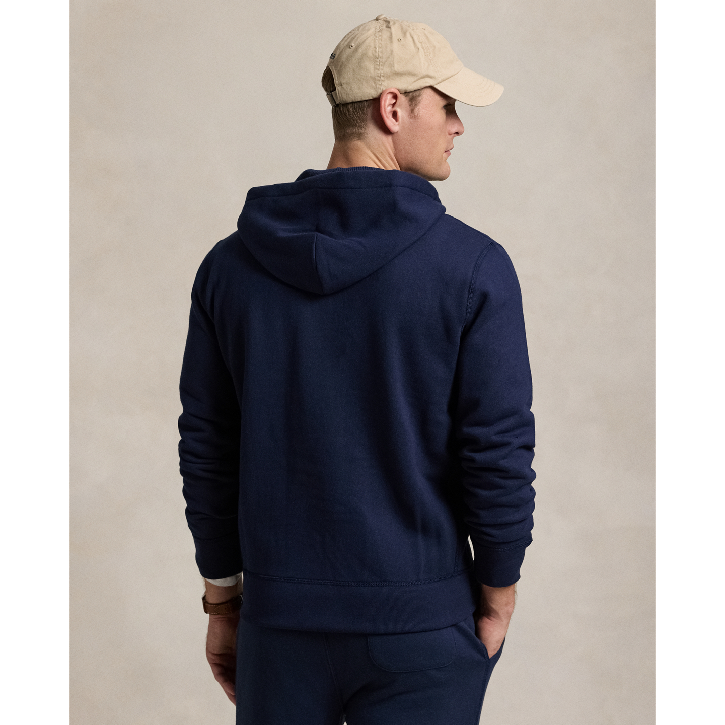 Мужское худи Ralph Lauren Fleece Full-Zip, цвет: Тёмно-синий — фото 2