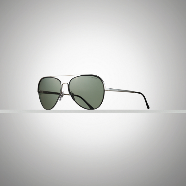 Silver/Green Large Pilot Sunglasses Ralph Lauren 1