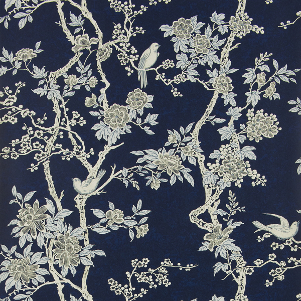 Marlowe Floral Swatch: Prussian Blue