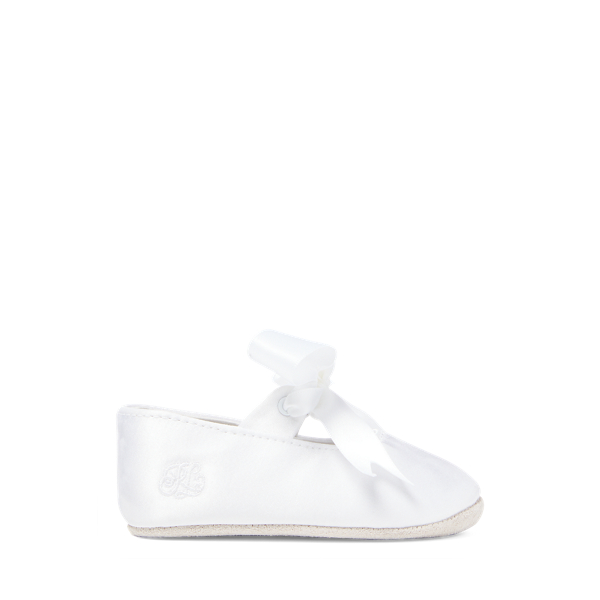 White Satin Briley Satin Mary Jane Slipper Baby Girl 1