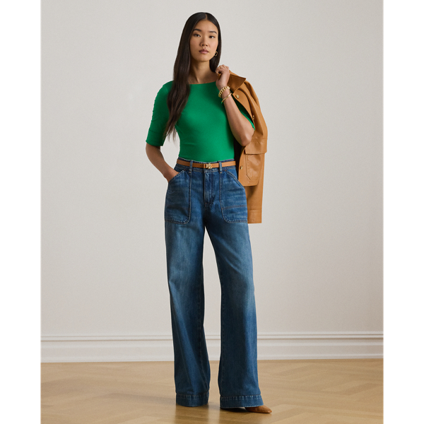 NO COLOUR Stretch Cotton Boatneck T-Shirt Lauren 4