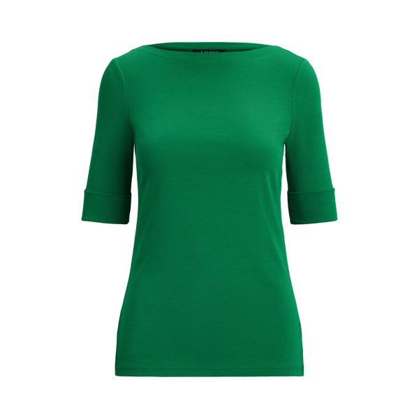 NO COLOUR Stretch Cotton Boatneck T-Shirt Lauren 2