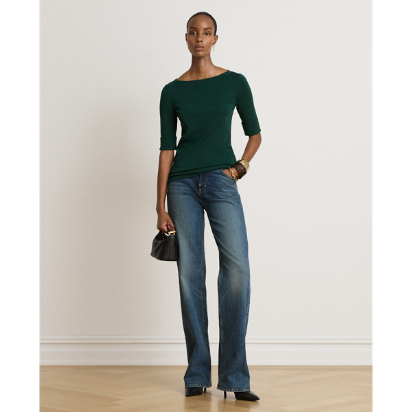 Stretch Cotton Boatneck Tee