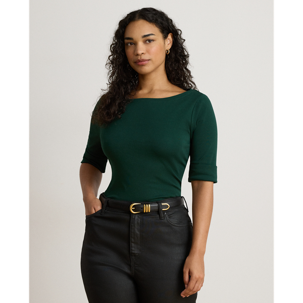 Stretch Cotton Boatneck Tee