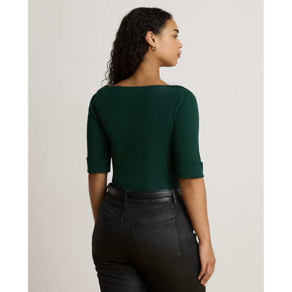 Stretch Cotton Boatneck Tee