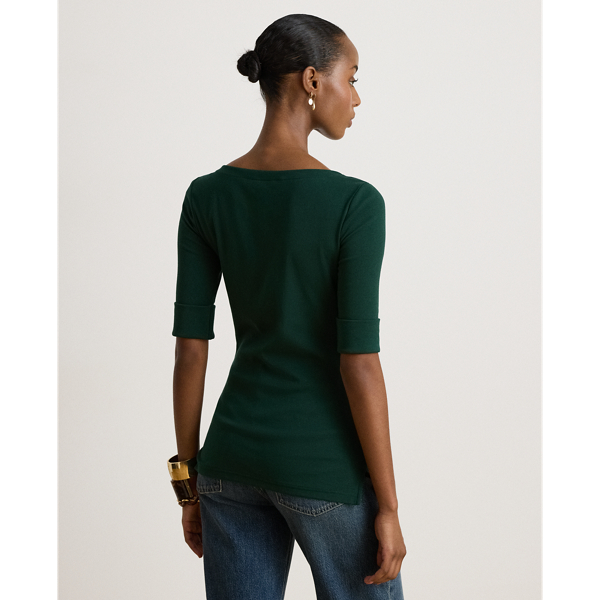 Stretch Cotton Boatneck Tee