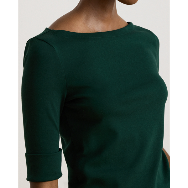 Stretch Cotton Boatneck Tee