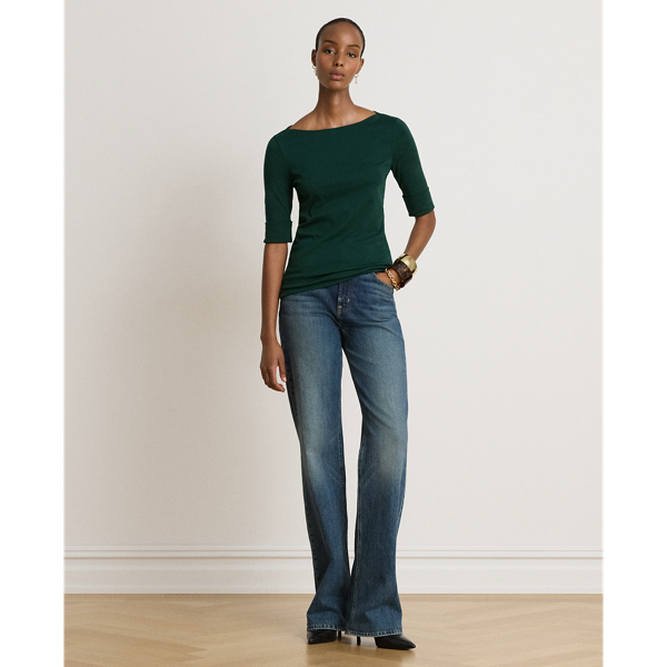 Stretch Cotton Boatneck Tee