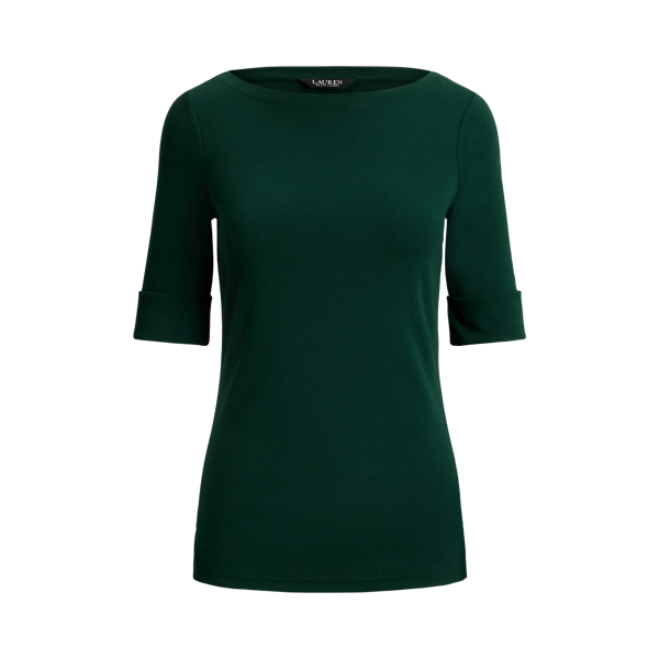 Stretch Cotton Boatneck Tee