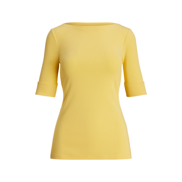 Stretch Cotton Boatneck T-Shirt Lauren 1