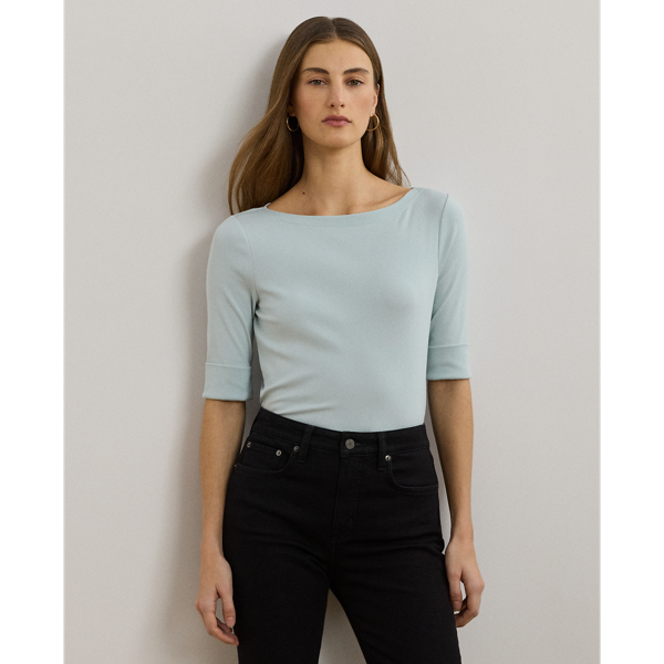 Aqua Pearl T-Shirt mit U-Boot-Ausschnitt Lauren 1