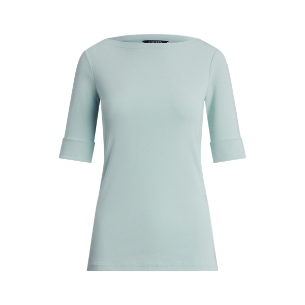 Floral Stretch Cotton Boatneck Top