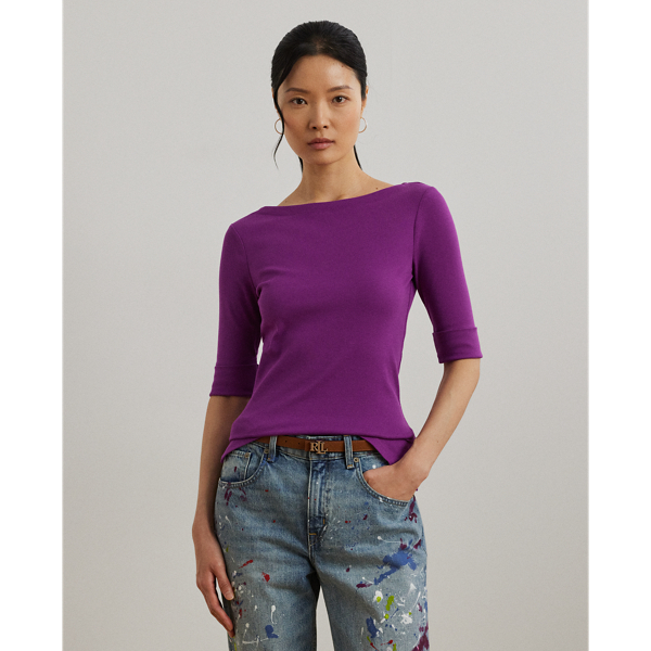 Ralph Lauren★Stretch Cotton Boatneck T-Shirt Stretch Cotton Boatneck Tee | Ralph Lauren