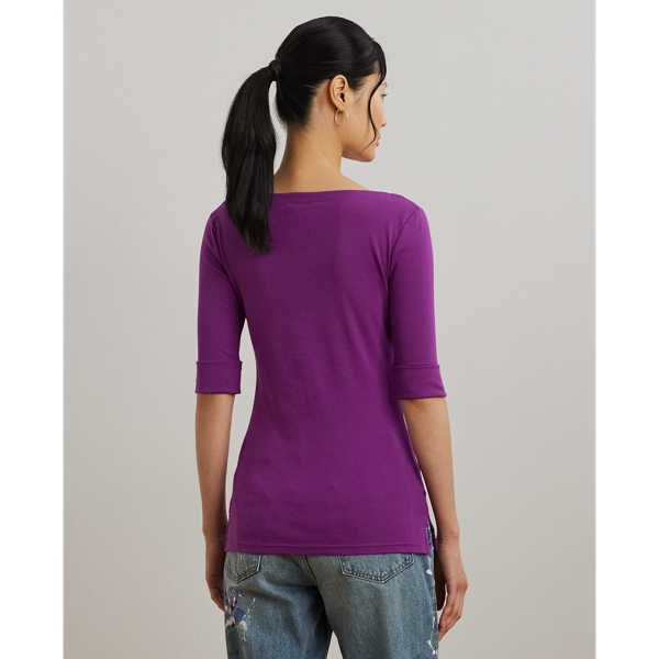 ラルフ・ローレン Lauren Ralph Lauren ストレッチ Cotton Boatneck Tee レディース シャツ トップス Purpl Stretch Cotton Boatneck Tee for Women | Ralph Lauren® PK