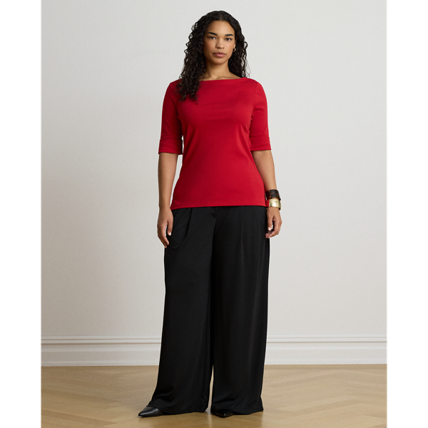 Stretch Cotton Boatneck Tee